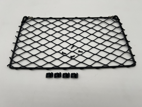 Filet de rangement avec cadre acier noir 370x200mm - avec cavaliers de fixation et vis