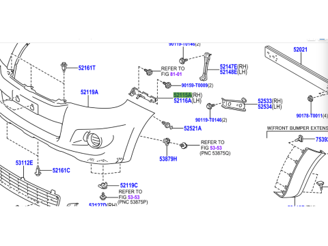 Support guide de pare chocs avant droit Hilux Vigo 2012-2015