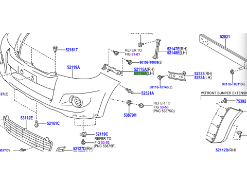 Support guide de pare chocs avant gauche Hilux Vigo 2012-2015