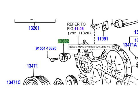 Pignon No1 d'arbre d'équilibrage KZJ KDJ