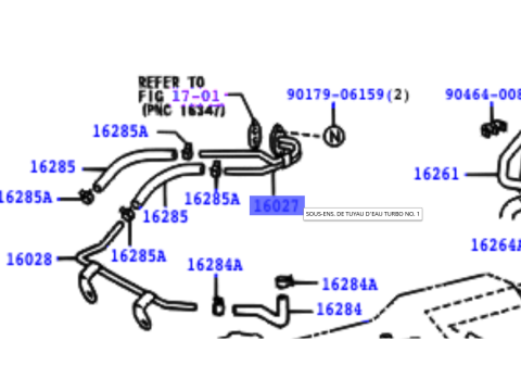 Conduite rigide refroidissement turbo sur turbo HDJ100 08/2002+