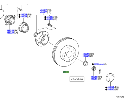 Disque de frein avant Land Cruiser KDJ12 et Hilux GR