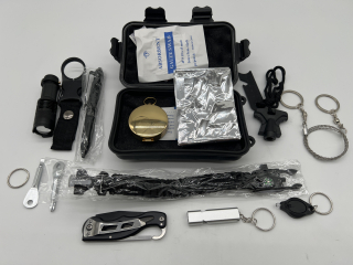 Coffret étanche d'accessoires tactiques et de survie - 18 pièces
