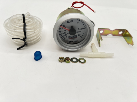 Manomètre de pression de turbo mécanique - 2 bars - Ø42mm - fond blanc rétroéclairé