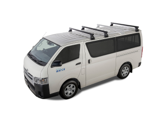 Kit 3 barres de toit noire Heavy Duty 1500mm avec pieds RL150 Toyota Hiace Gen IV H10 1989-2005