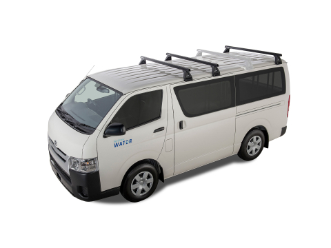 Kit 3 barres de toit noire Heavy Duty 1500mm avec pieds RL150 Toyota Hiace Gen IV H10 1989-2005