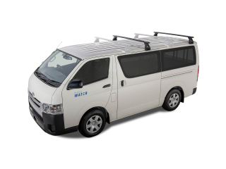 Kit 2 barres de toit noire Vortex 1500mm avec pieds RL110 Toyota Hiace Gen IV H10 1989-2005