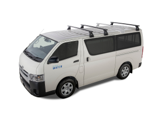 Kit 3 barres de toit 1500mm noire Vortex avec pieds RL150 Toyota Hiace Gen IV H10 1989-2005