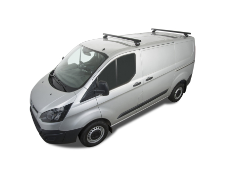 Kit 2 barres de toit noire Heavy Duty avec pieds RLTP Ford Transit Custom 2014-