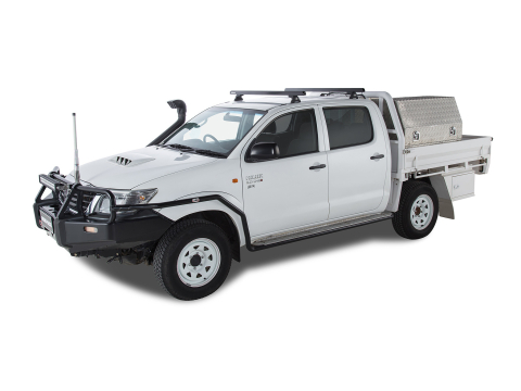Kit 1 barre de toit noire 1375mm Heavy Duty avec pieds RLT600 Trackmount Toyota Hilux Vigo 2005-2015