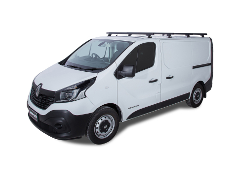 Kit 4 barres de toit noire 1650mm Heavy Duty avec pieds RLT600 Renault Trafic X82 2015-