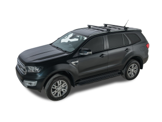 Kit 2 barres de toit noire Vortex 1260mm avec pieds SX Ford Everest UA 2015-2022