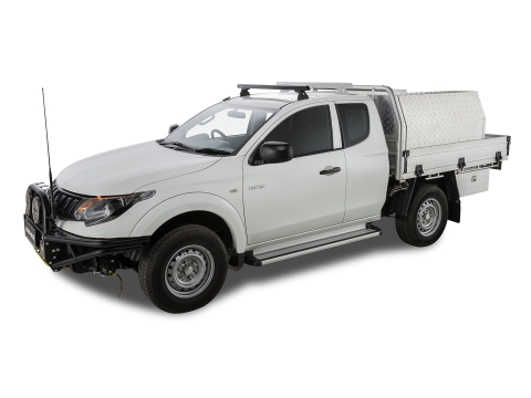 Kit 1 barre de toit avant noire 1250mm Heavy Duty avec pied RLT600 Ditch Mount Mitsubishi L200 Gen V MQ/MR 2015-