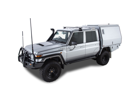 Kit 1 barre de toit noire Vortex 1500mm avec pieds RL110 Toyota Land Cruiser série 79 2007-