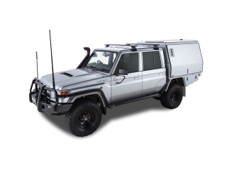 Kit 2 barres de toit noire Vortex 1500mm avec pieds RL110 Toyota Land Cruiser série 79 2007-