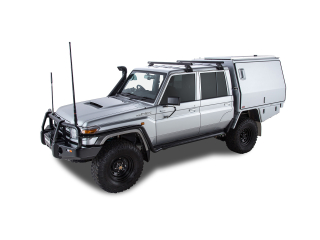 Kit 2 barres de toit noire Heavy Duty 1500mm avec pieds RL110 Toyota Land Cruiser série 79 2007-