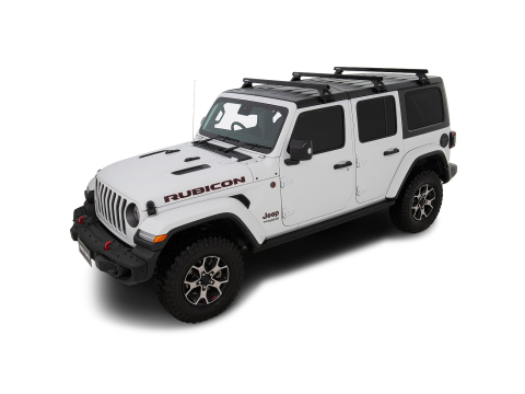 Kit 3 barres de toit noire Heavy Duty 1500mm avec pieds RL110 Jeep Wrangler JL 2019+
