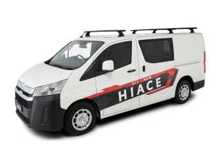 Kit 2 barres de toit noire 1650mm Vortex avec pieds RCH Toyota Hiace Gen VI 2019-