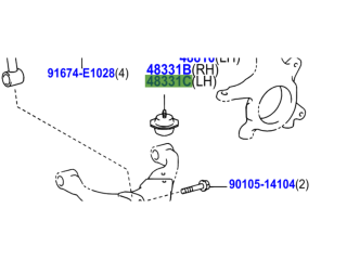 Butée de suspension caoutchouc sur triangle avant Land Cruiser KDJ12