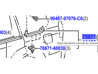 Moulure extérieure custode arrière droite KDJ125