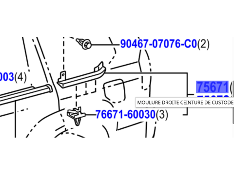 Moulure extérieure custode arrière droite KDJ125
