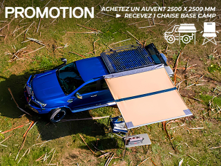 PROMO Auvent ARB 2500 x 2500 mm (avec LED incluse) + Chaise Base Camp OFFERTE