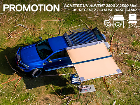 PROMO Auvent ARB 2500 x 2500 mm (avec LED incluse) + Chaise Base Camp OFFERTE