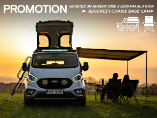 PROMO Auvent ARB 3000 X 2500 mm aluminium noir (avec LED incluse) + Chaise Base Camp OFFERTE