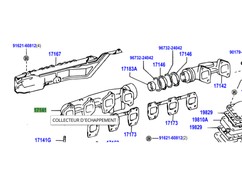 Collecteur échappement HDJ80 24s HDJ100 - partie 4 cylindres - sans EGR