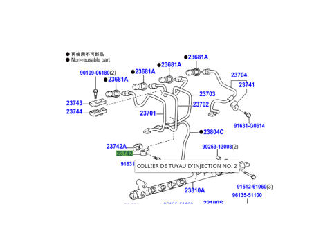 Collier 2 tuyaux injecteur avec trou KDJ VDJ
