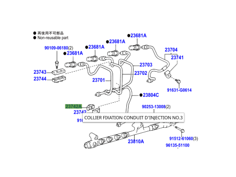Collier 2 tuyaux injecteur avec filetage KDJ VDJ