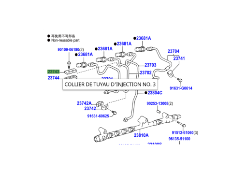 Collier 3 tuyaux injecteur avec trous KDJ VDJ