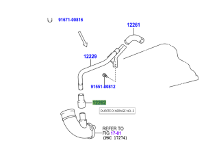 Durite No2 de reniflard - mise à l'air cache culbuteur KDJ12 KDJ15 Hilux