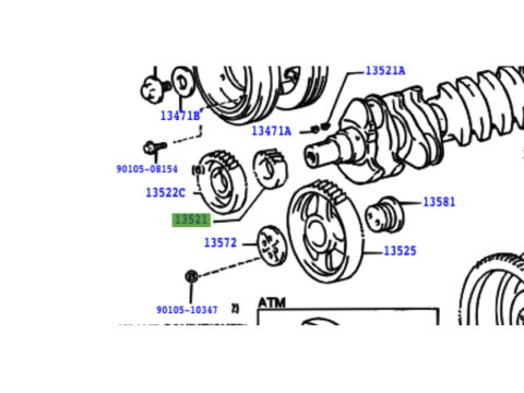 Pignon sur vilebrequin entrainement distribution HDJ100