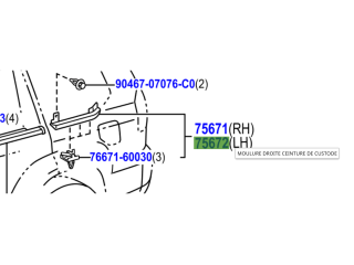 Moulure extérieure custode arrière gauche KDJ120