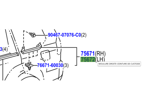 Moulure extérieure custode arrière gauche KDJ120