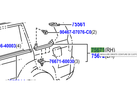 Moulure extérieure custode arrière droite KDJ120