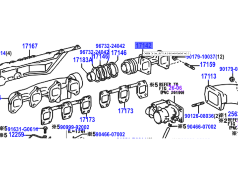 Collecteur échappement HDJ80 24S et HDJ100 - partie 2 cylindres - sans EGR