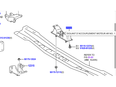 Silent bloc support moteur côté boite de vitesses automatique HDJ100 BVA5