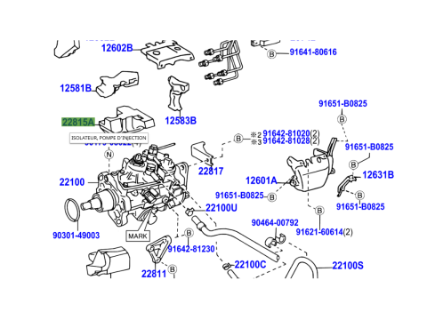 Isolateur pare chaleur supérieur de pompe à injection HDJ100