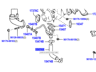 Durite retour huile sous turbo HDJ100 08/2002+