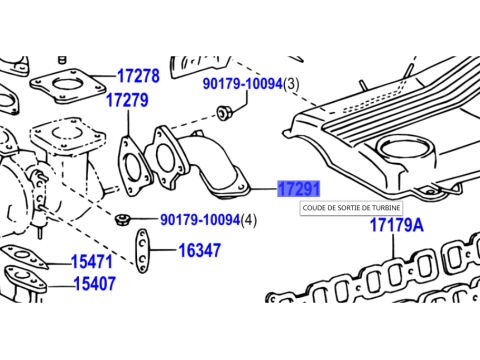 Coude descente de turbo HDJ100 08/2002+ entre turbo et primaire d'échappement