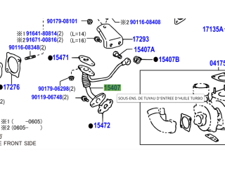 Tube rigide alimentation huile turbo KDJ9 KDJ12 163cv 166cv