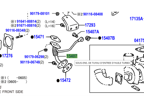 Tube rigide alimentation huile turbo KDJ9 KDJ12 163cv 166cv