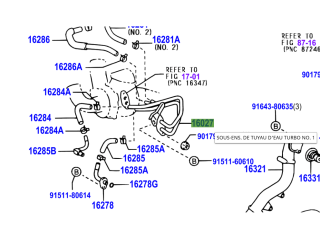 Conduite rigide refroidissement turbo sur turbo KDJ9 KDJ12 163cv