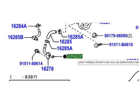 Joint torique piquage liquide refroidissement sur bloc