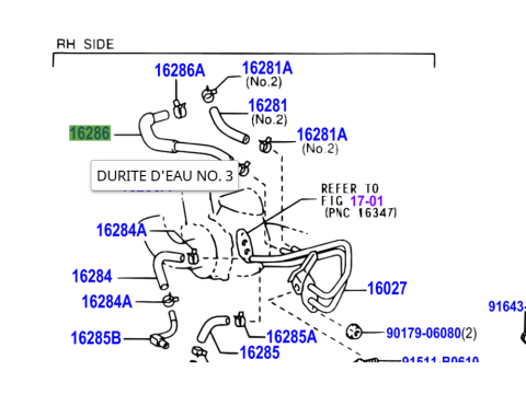 Durite de refroidissement turbo KDJ9 KDJ12 163cv