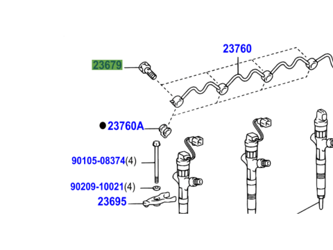 Vis creuse de rampe de retour d'injecteur KDJ9 KDJ12 163cv