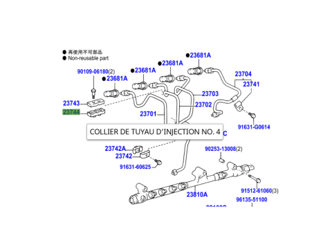 Collier 3 tuyaux injecteur avec filetages KDJ VDJ