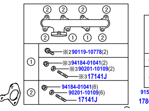 Rondelle collecteur échappement KDJ12 KDJ15 KDJ9 Hilux
